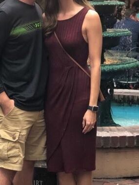 BP Sleeveless Ribbed Midi Dress in Burgundy Small Nordstrom